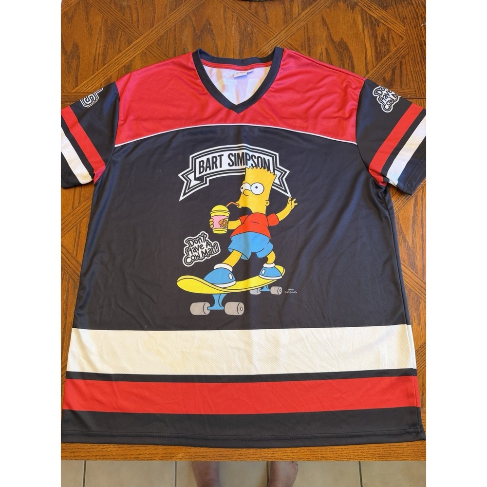 Bart Simpson Skateboard Graphic Soccer Jersey Mens L Don' Have A Cow Man #89